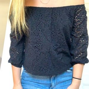 Off shoulder flower shirt